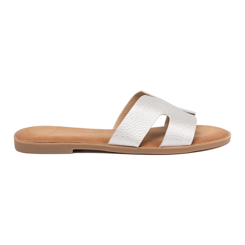 Shelvt Silver women's slippers with cutouts Shelvt Silver women's slippers with cutouts