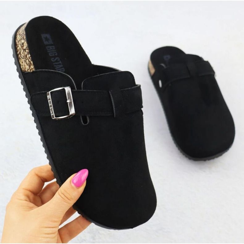 Big Star suede flip flops in SS274736 INT2156A black