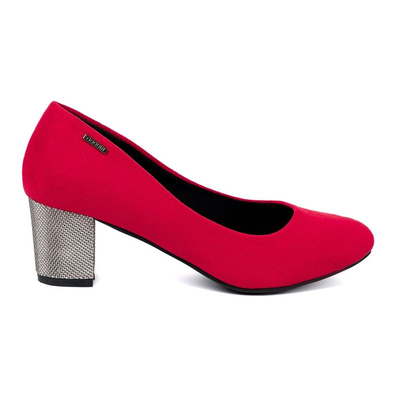 Goodin Red women's pumps on a silver post
