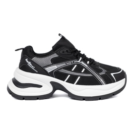 Shelvt Black sneakers with a breathable upper and a massive white sole