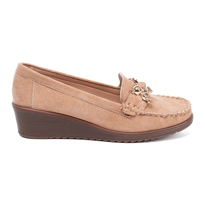 Shelvt Beige shoes for suede wedges