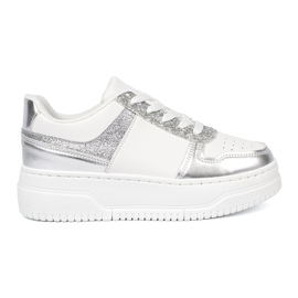 Shelvt White and silver sneakers with shimmering details multicolored Shelvt White and silver sneakers with shimmering details multicolored