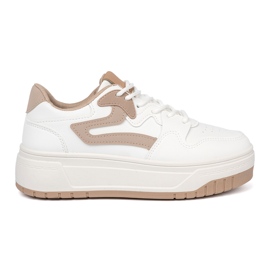 Shelvt White and beige sneakers on the platform