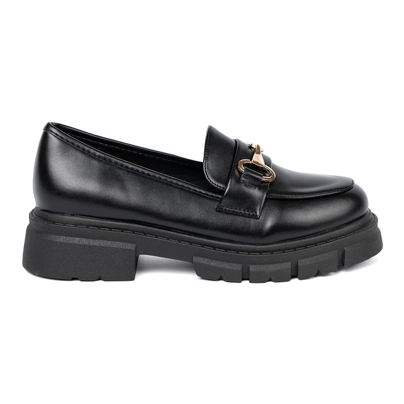 Shelvt Classic black loafers with a metal clamp