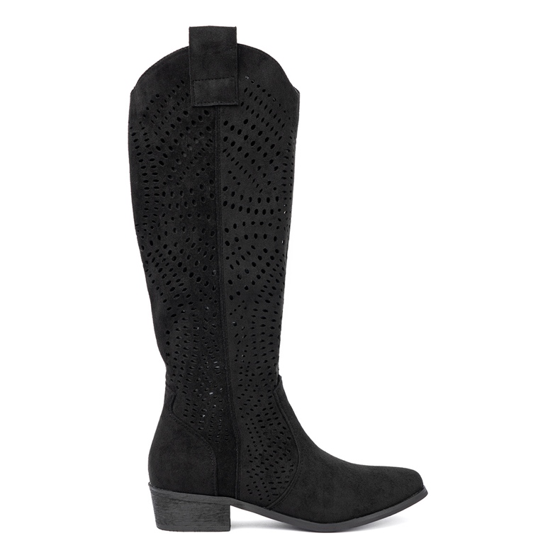 Seastar Black openwork boots in the style of a cowboy