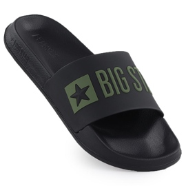Black Big Star SS174359 Men's Black Beach Slippers Black Big Star SS174359 Men's Black Beach Slippers