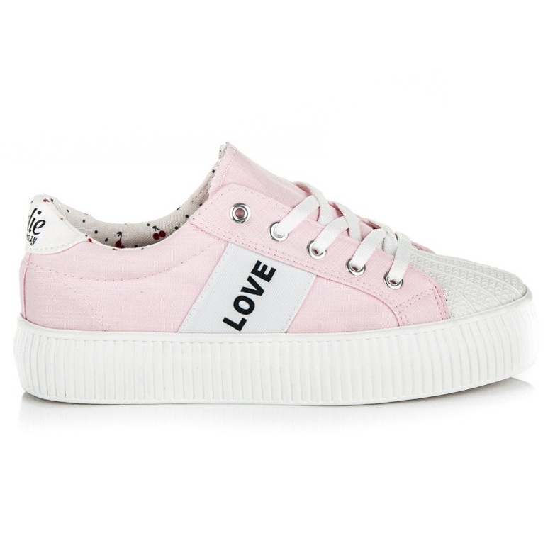Kylie Love &amp; Peace Platform Sneakers pink