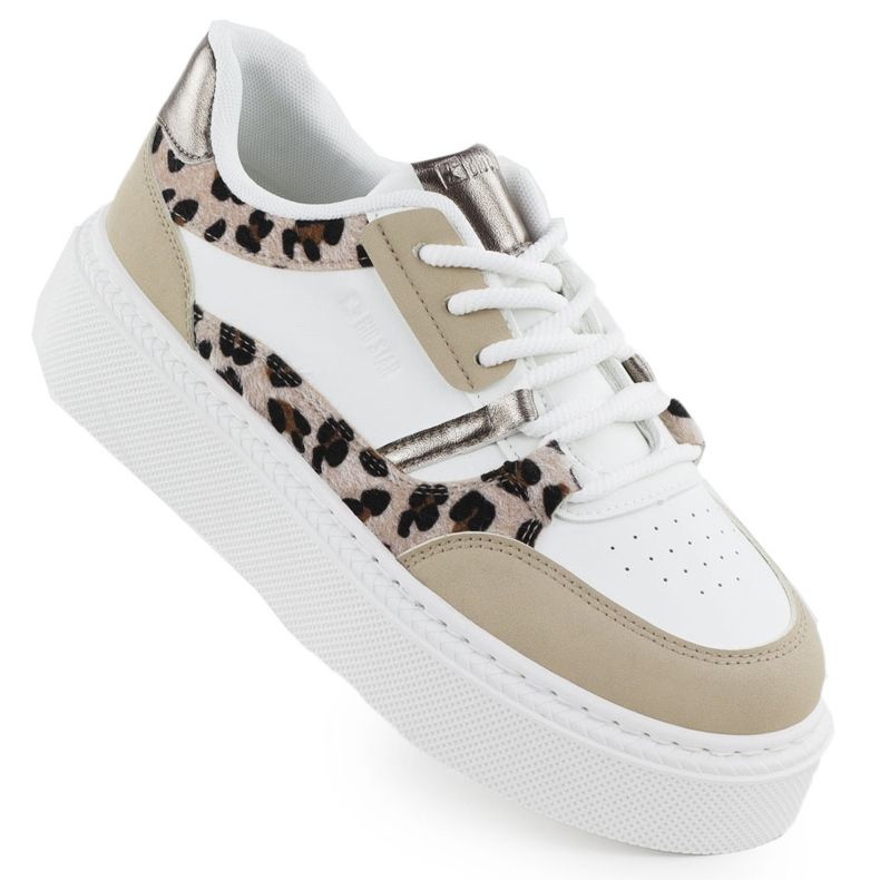 Sports shoes on the ZZ Platform with leopard print Big Star SS274357 white
