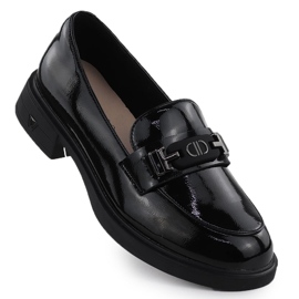 Women's leather shoes varnished loafers black Vinceza 39957