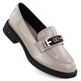 Women's leather shoes varnished beige Vinceza 39957