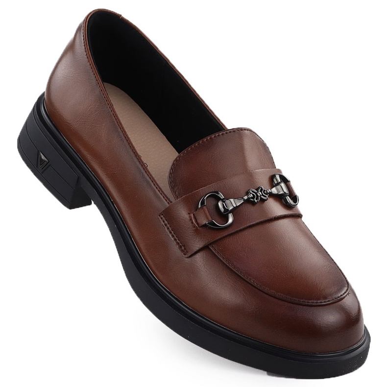 Women's leather shoes brown loafers Vinceza 39958