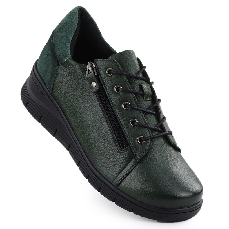 Women's leather shoes for green Vinceza 39964 wedges