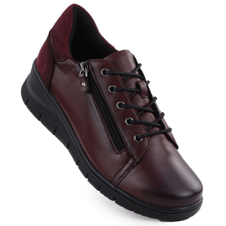 Women's leather shoes for Vinceza 39964 burgundy red