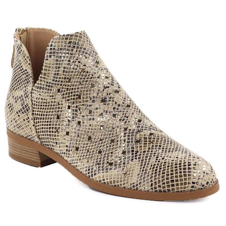 Women's openwork boots, beige vinceza 58608