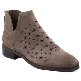 Women's openwork boots, beige, beige Vinceza 58608 Women's openwork boots, beige, beige Vinceza 58608