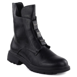 Flat-heeled women's boots insulated black Jezzi MR2501-4