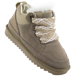 Women's leather boots insulated sneakers with fur beige Vinceza 97963
