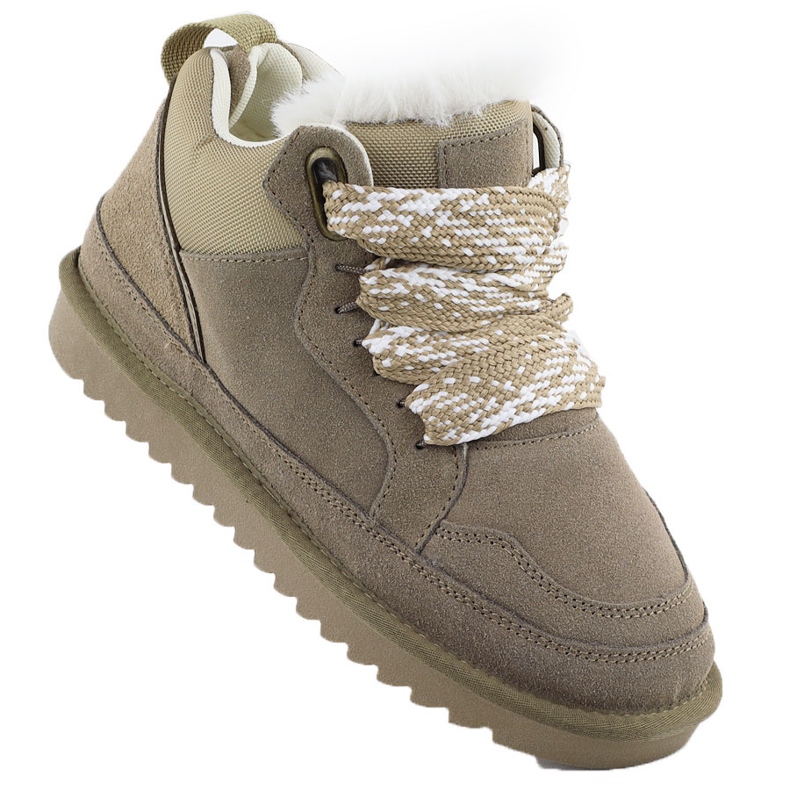 Women's leather boots insulated sneakers with fur beige Vinceza 97963 Women's leather boots insulated sneakers with fur beige Vinceza 97963