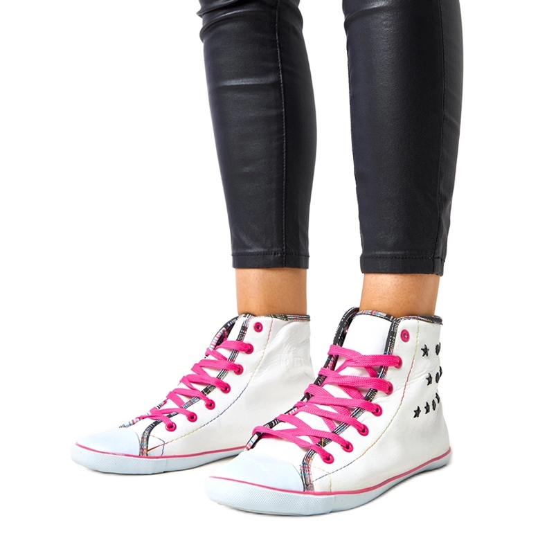 White ankle sneakers with a geometric pattern Kalerrt