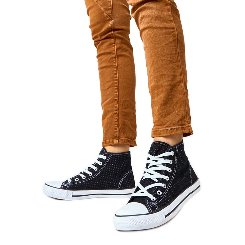 Black openwork sneakers high taris sneakers