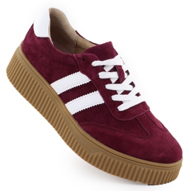 Women's leather shoes on the Filippo DP6776 burgundy platform red