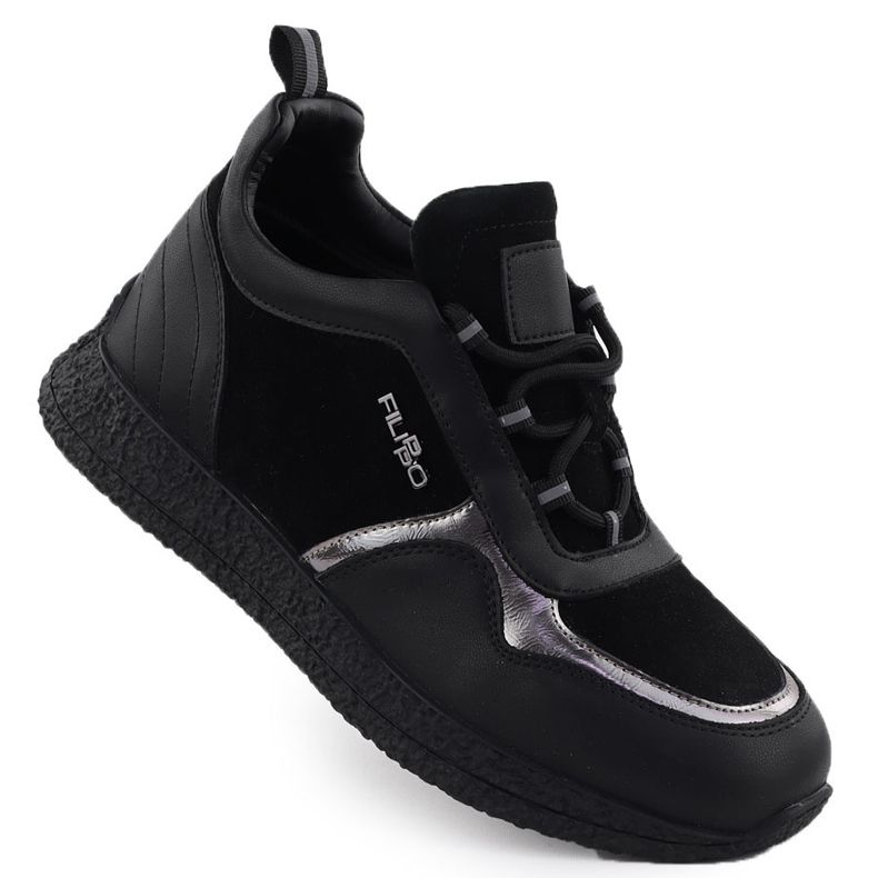 Women's leather shoes insulated on the Platform Czarne Filippo DP7406