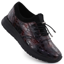 Women's leather shoes inserted varnished burgundy Filippo DP7117 red