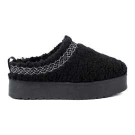 Shelvt Buty a'la śniegowce w czarnym kolorze z ozdobnym haftem black Shelvt Buty a'la śniegowce w czarnym kolorze z ozdobnym haftem black