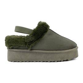 Shelvt Dark green shoes and snow boots with fur Shelvt Dark green shoes and snow boots with fur