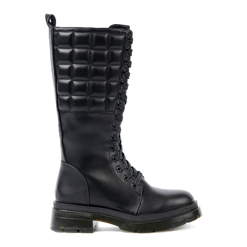 Shelvt Classic black boots with lacing and a slider