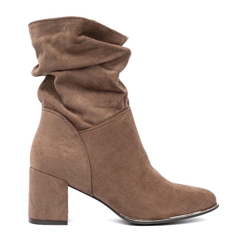 Shelvt Dark beige suede boots on the post