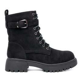 Shelvt Black workers with a buckle and lacing Shelvt Black workers with a buckle and lacing