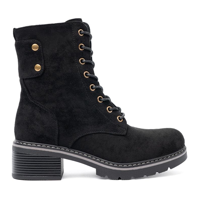 Shelvt Black lace -up workers with a thick sole