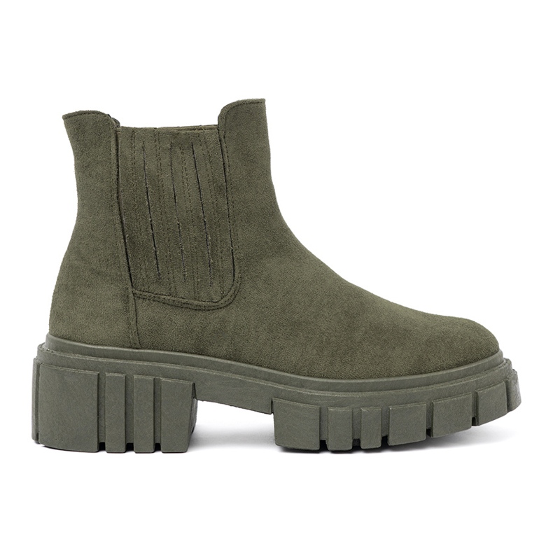 Shelvt Green boots with flexible inserts