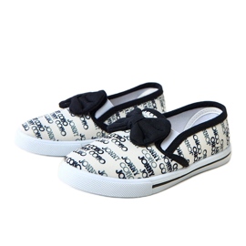 White children's sneakers with a Missi bow