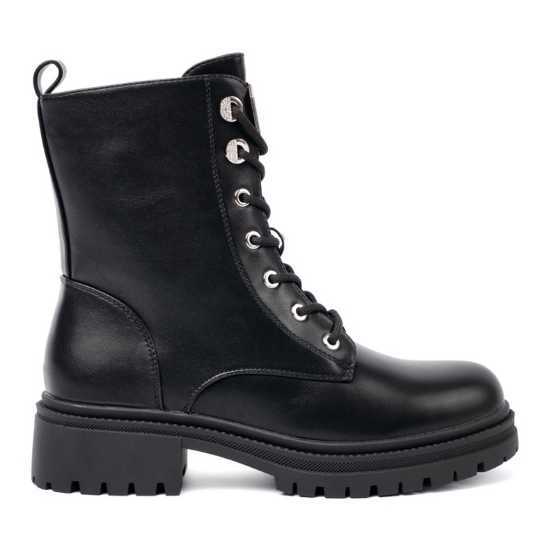 Shelvt Black laced bags with a metal decoration