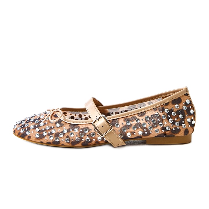 Leopard mesh ballerinas with Elasid crystals multicolored