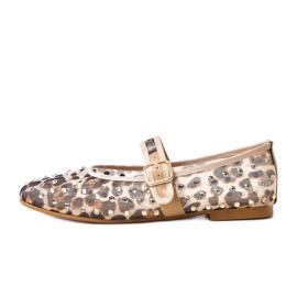 Pantitan mesh ballerinas with Malmo crystals brown
