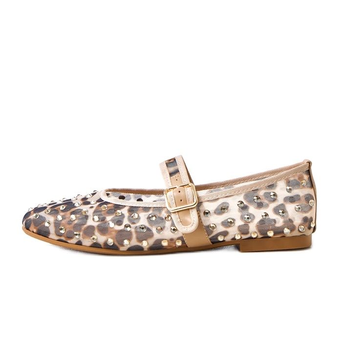 Pantitan mesh ballerinas with Malmo crystals brown