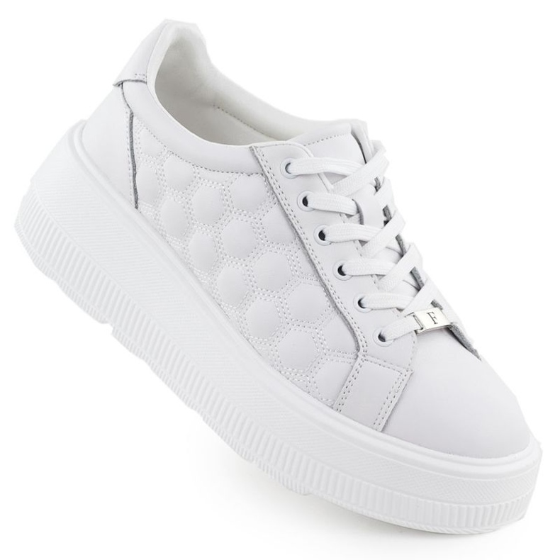 Quilted shoes on the Filippo platform in DP7285 PAW639B white