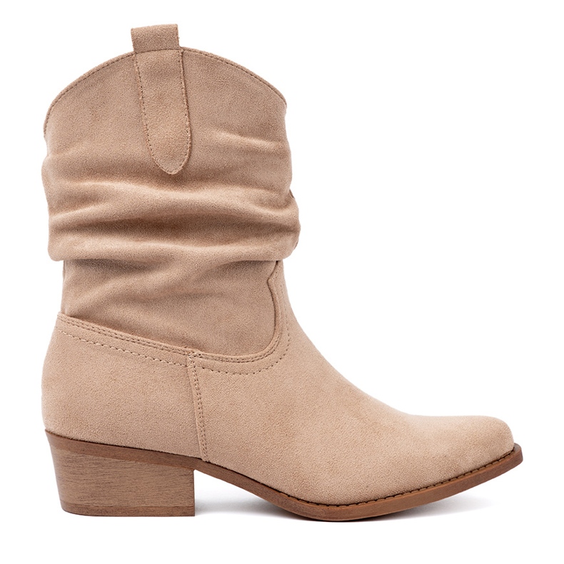 Shelvt Women's beige boots with a classic cut Shelvt Women's beige boots with a classic cut