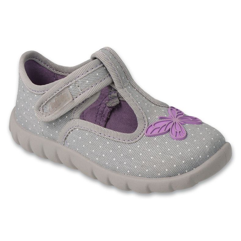 Befado children's slippers 627p004 butterfly application grey