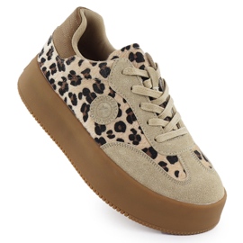 Women's suede shoes with leopard print on the platform Big Star SS274763 Women's suede shoes with leopard print on the platform Big Star SS274763