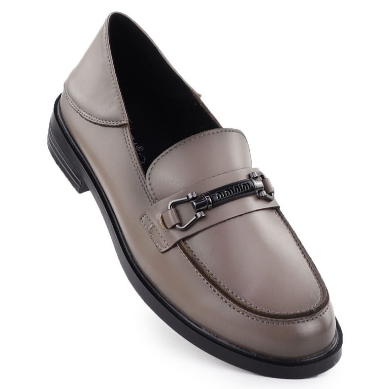 Women's leather shoes Taupe Vinceza 18112 loafers