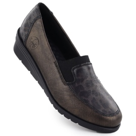 Women's leather shoes for brown wedges Rieker L5351-90 Women's leather shoes for brown wedges Rieker L5351-90