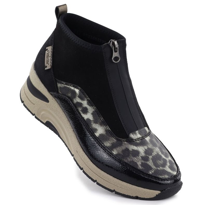 Women's boots on wedges black rieker n9362-00