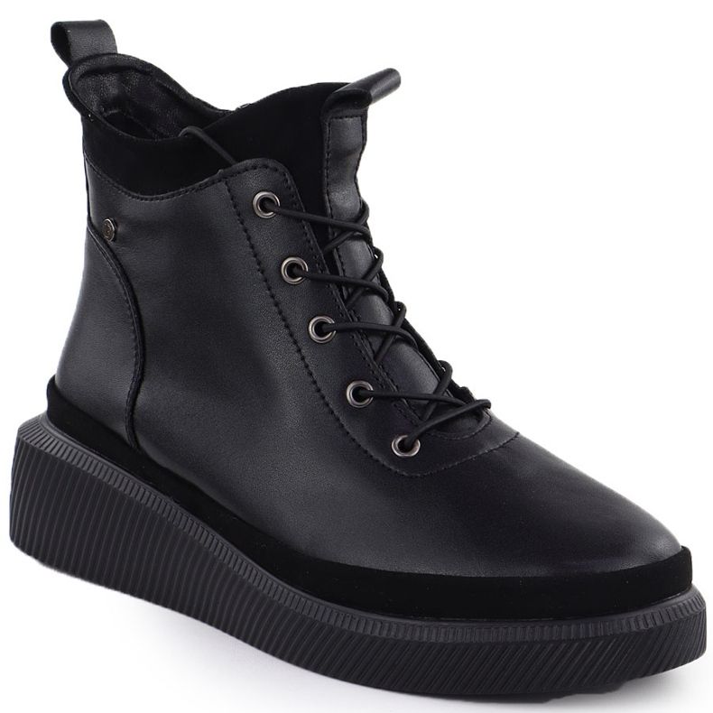 Women's leather boots on the platform insulated black Filippo DBT4799