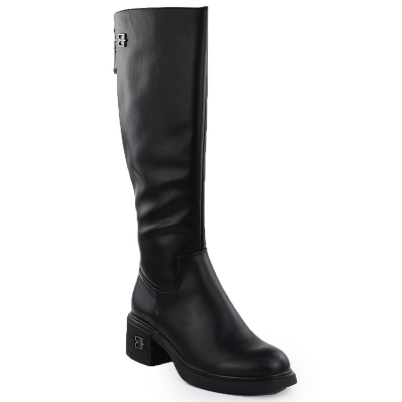 Women's leather boots black Vinceza 26-66823