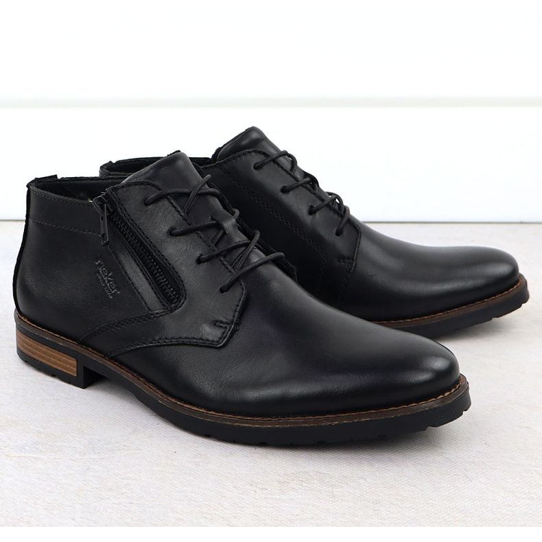 Black Rieker14609-00 leather leather shoes