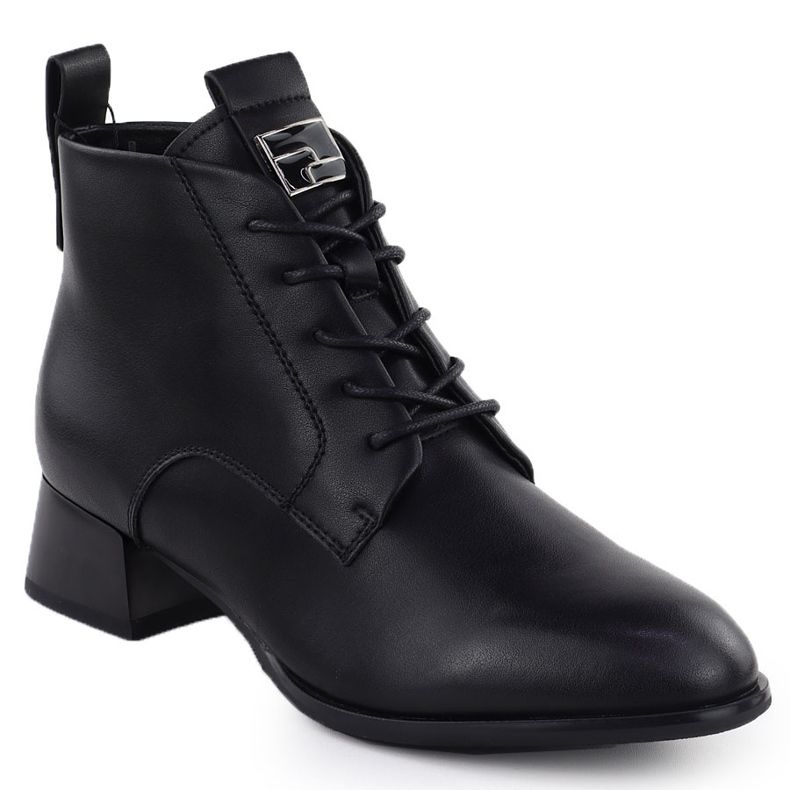 Black Vinceza 66805 leather high heels